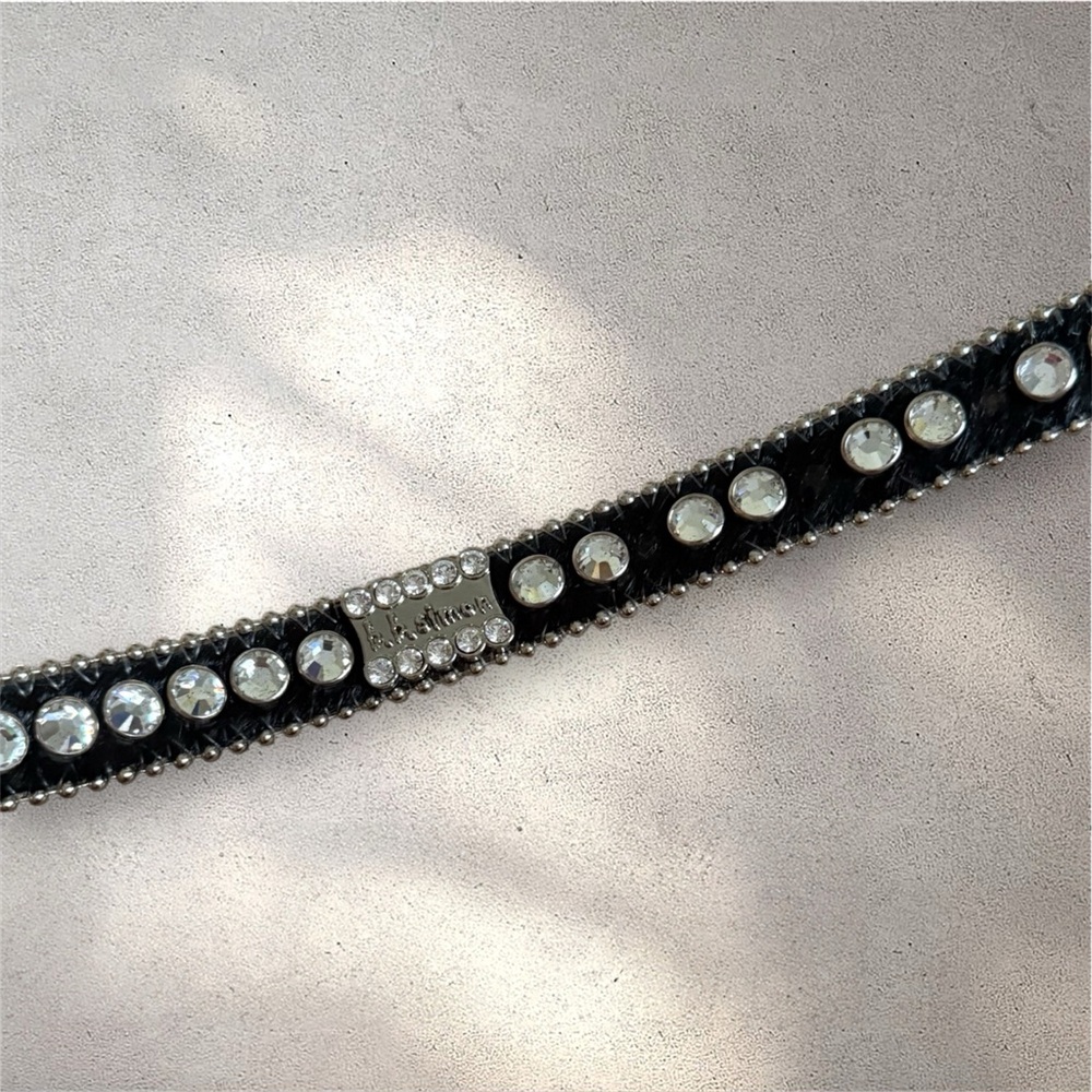 B.B. Simon Swarovski Crystal Cow Hide Belt - Picture 3 of 6